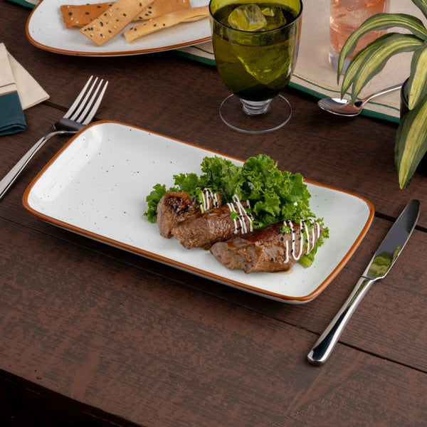 Ariane Gn 11'' x 5 1/2'' Terra Arena White Porcelain Rectangle Plate - 6/Case (AGNARN205011028) - iFoodservice Online