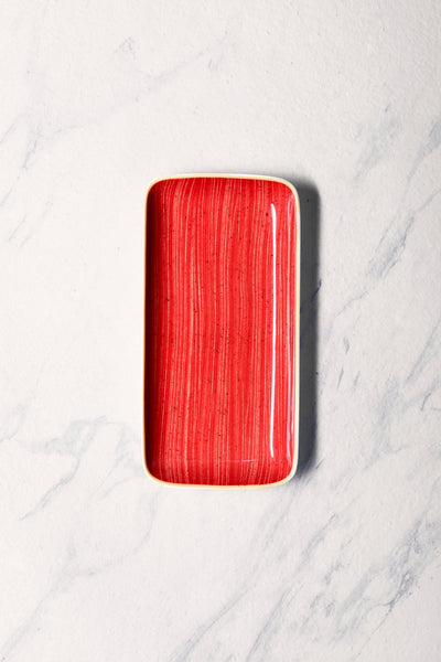 Ariane Gn 11'' x 5 1/2'' Twister Red Porcelain Rectangle Plate - 6/Case (AGNARN204011028) - iFoodservice Online