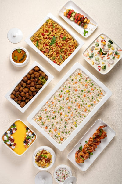 Ariane Gn 14 1/6'' x 6 1/2'' Buffet - Warm White Porcelain Rectangle Plate - 6/Case (AGNARN000011036) - iFoodservice Online