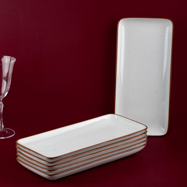 Ariane Gn 14 1/6'' x 6 1/2'' Terra Arena White Porcelain Rectangle Plate - 6/Case (AGNARN205011036) - iFoodservice Online