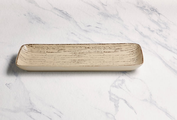 Ariane Gn 14 1/6'' x 6 1/2'' Tornado - Sand Dollar Porcelain Rectangle Plate - 6/Case (AGNARN428011036) - iFoodservice Online