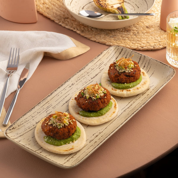 Ariane Gn 14 1/6'' x 6 1/2'' Tornado - Sand Dollar Porcelain Rectangle Plate - 6/Case (AGNARN428011036) - iFoodservice Online