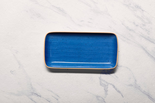 Ariane Gn 14 1/6'' x 6 1/2'' Twister Blue Porcelain Rectangle Plate - 6/Case (AGNARN264011036) - iFoodservice Online