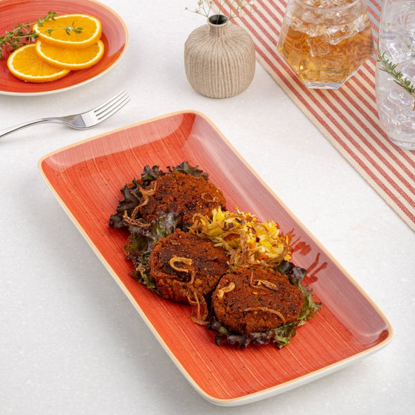 Ariane Gn 14 1/6'' x 6 1/2'' Twister Red Porcelain Rectangle Plate - 6/Case (AGNARN204011036) - iFoodservice Online