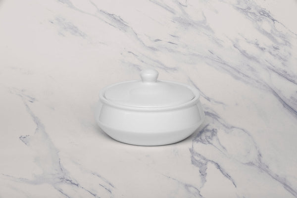 Ariane Gn 15 2/9 Oz Buffet - Warm White Porcelain Handi Bowl And Lid - 4/Case (AGNARN000102003) - iFoodservice Online