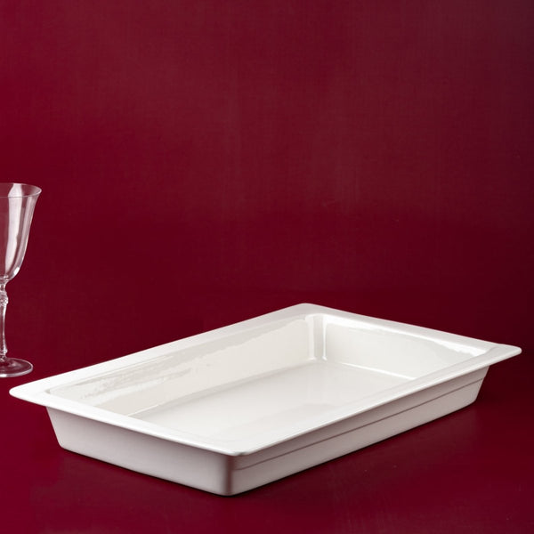 Ariane Gn 20 6/7'' x 13 1/5'' Buffet - Warm White Porcelain Pan 1/1 - 1/Case (AGNARN000100011) - iFoodservice Online