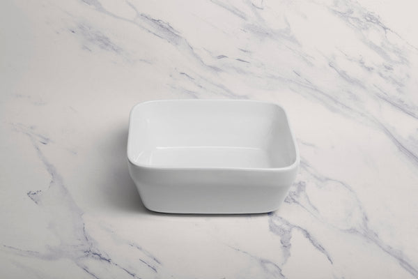 Ariane Gn 7 5/7''x 7 5/7''x 2 5/6'' Buffet - Warm White Porcelain Pan Square Bowl - 1/Case (AGNARN000102196) - iFoodservice Online