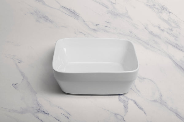 Ariane Gn 8 8/9'' x 8 8/9'' Buffet - Warm White Porcelain Pan Square Bowl - 1/Case (AGNARN000102226) - iFoodservice Online