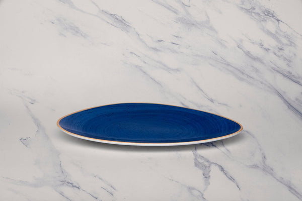 Ariane Island 11 3/7" Twister Blue Porcelain Triangle Plate - 6/Case (AISARN264011029) - iFoodservice Online