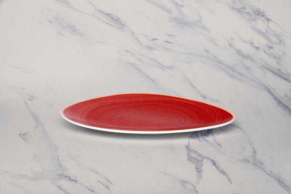 Ariane Island 11 3/7" Twister Red Porcelain Triangle Plate - 6/Case (AISARN204011029) - iFoodservice Online