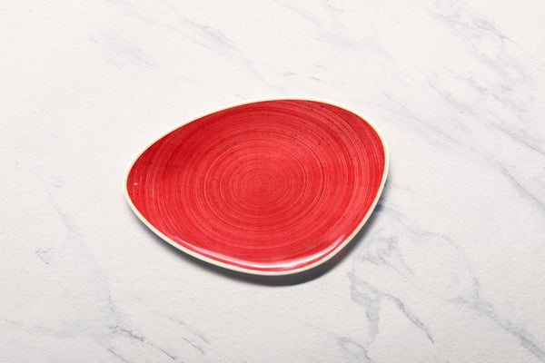 Ariane Island 11 3/7" Twister Red Porcelain Triangle Plate - 6/Case (AISARN204011029) - iFoodservice Online