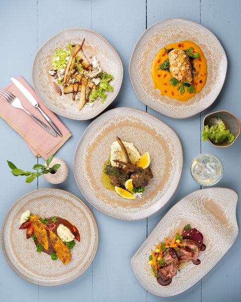 Ariane Juliet 7 7/8'' x 11 4/5'' Mohenjodaro Porcelain Rectangle Futura Plate - 6/Case (AJRARNC98017020) - iFoodservice Online