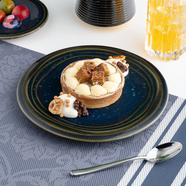 Ariane Laps 9 4/9" Splash Denim Porcelain Flat Plate - 12/Case (ALPARND53011024) - iFoodservice Online