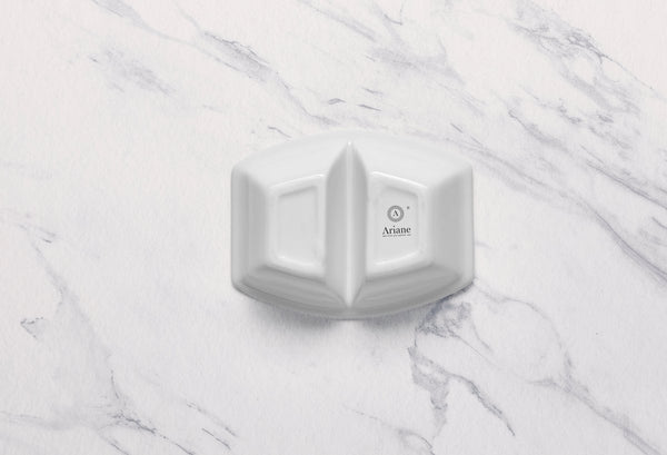 Ariane Miniature 4 5/6" x 3 3/4" x 1 1/2” White Porcelain Rectangular Twin Bowl - 18/Case (AMNARN000101025) - iFoodservice Online