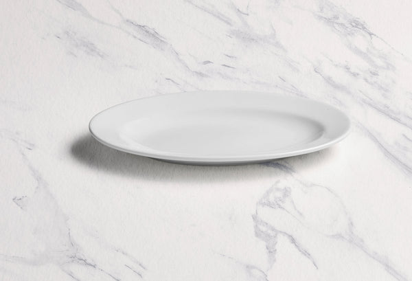 Ariane Prime 10 1/4" Prime - Warm White Porcelain Oval Platter - 12/Case (APRARN000015026) - iFoodservice Online