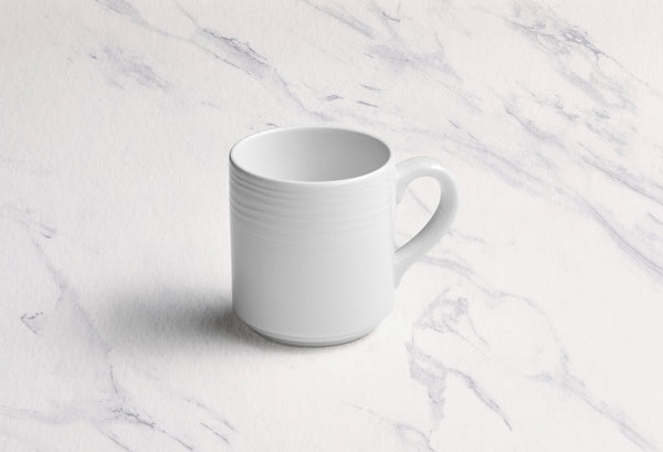 Ariane Prime 10 1/7 Oz White Eclipse Porcelain Stackable Mug - 12/Case (APRARN120053030) - iFoodservice Online
