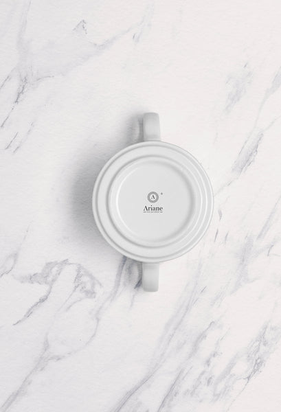 Ariane Prime 10 1/7 Oz White Orba Porcelain Soup Bowl With 2 Handle - 8/Case (APRARN121027030) - iFoodservice Online