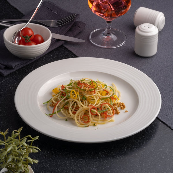 Ariane Prime 11 3/7" White Eclipse Porcelain Flat Plate - 6/Case (APRARN120011029) - iFoodservice Online