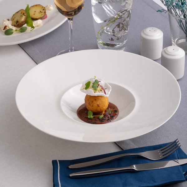 Ariane Prime 11" Prime - Warm White Porcelain Gourmet Deep Plate - 6/Case (APRARN000012028) - iFoodservice Online