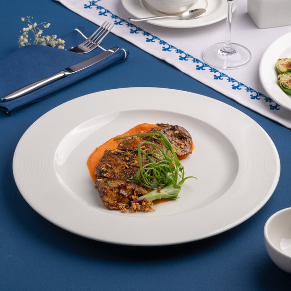 Ariane Prime 12 1/5" White Orba Porcelain Flat Plate - 6/Case (APRARN121011031) - iFoodservice Online