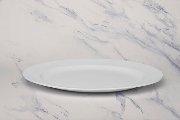 Ariane Prime 12 3/5'' x 8 2/3'' Orba White Porcelain Oval Platter - 6/Case (APRARN121015032) - iFoodservice Online