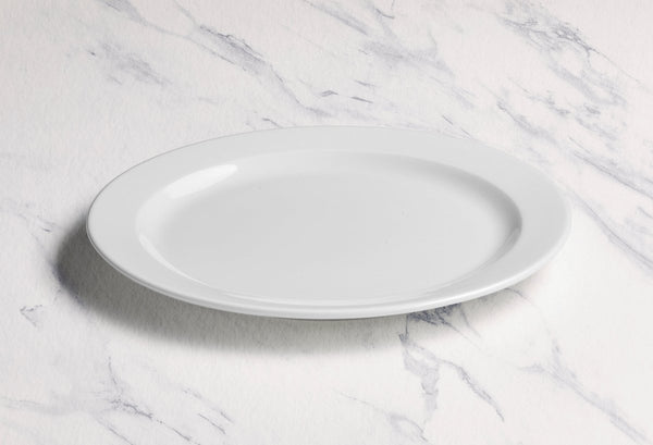 Ariane Prime 15'' x 10 3/7'' Prime - Warm White Porcelain Oval Platter - 6/Case (APRARN000015038) - iFoodservice Online
