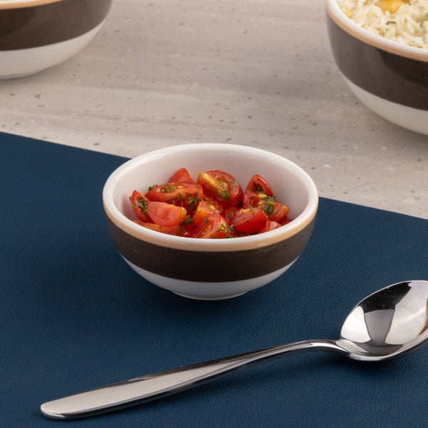 Ariane Prime 3 1/2" Twister Mokka White & Brown Porcelain Bowl - 12/Case (APRANS263022009) - iFoodservice Online