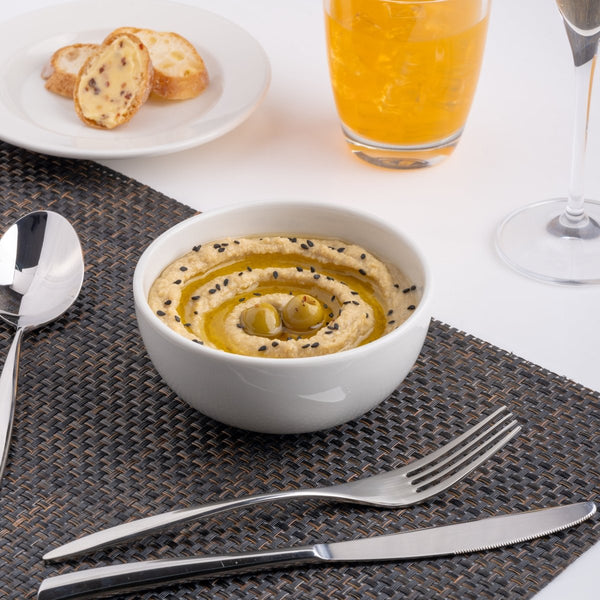 Ariane Prime 4 5/7" Prime - Warm White Porcelain Bowl - 12/Case (APRARN000022012) - iFoodservice Online