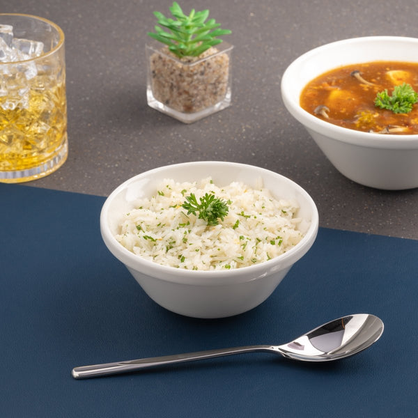 Ariane Prime 4 5/7" Prime - Warm White Porcelain Stackable Conical Bowl - 12/Case (APRARN000034012) - iFoodservice Online