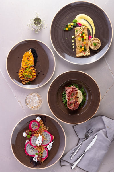 Ariane Prime 4 5/7" Twister Mokka White & Brown Porcelain Bowl - 12/Case (APRARN263022012) - iFoodservice Online