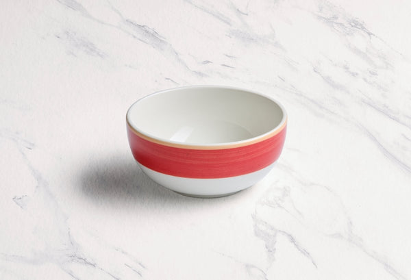 Ariane Prime 4 5/7" Twister White & Red Porcelain Bowl - 12/Case (APRARN204022012) - iFoodservice Online