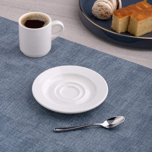 Ariane Prime 5 1/8" Orba White Porcelain Saucer - 12/Case (APRARN121014013) - iFoodservice Online