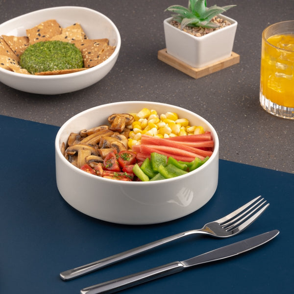 Ariane Prime 6 2/7" Prime - Warm White Porcelain Stackable Salad Bowl - 8/Case (APRARN000021016) - iFoodservice Online