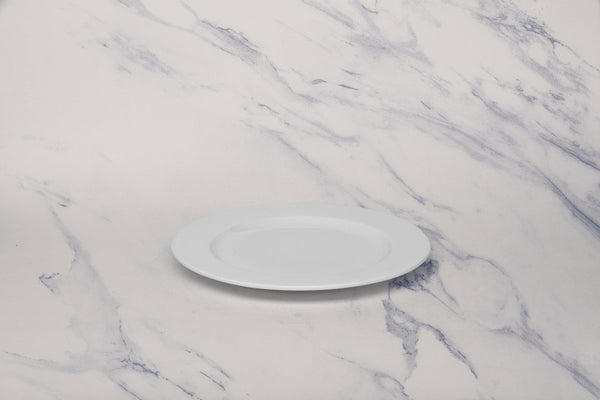 Ariane Prime 7 1/2" Prime - Warm White Porcelain Flat Plate - 12/Case (APRARN000011019) - iFoodservice Online