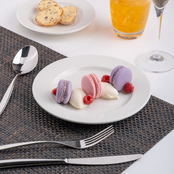Ariane Prime 7 1/2" Prime - Warm White Porcelain Flat Plate - 12/Case (APRARN000011019) - iFoodservice Online