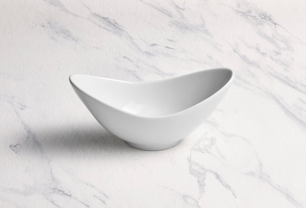 Ariane Prime 7 7/8" x 4 1/3" Prime - Warm White Porcelain Wing Bowl - 6/Case (APRARN000022020) - iFoodservice Online