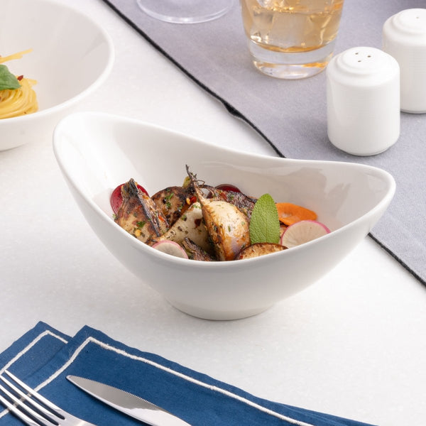 Ariane Prime 7 7/8" x 4 1/3" Prime - Warm White Porcelain Wing Bowl - 6/Case (APRARN000022020) - iFoodservice Online