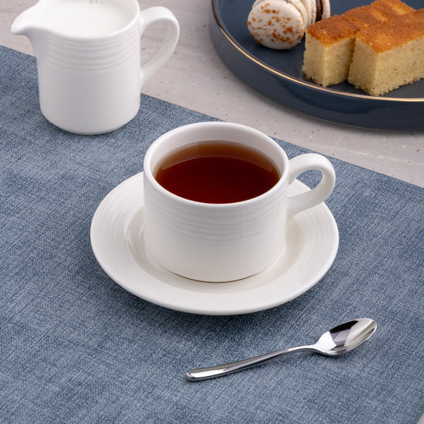 Ariane Prime 7 7/9 Oz White Eclipse Porcelain Stackable Tea Cup - 12/Case (APRARN120043023) - iFoodservice Online