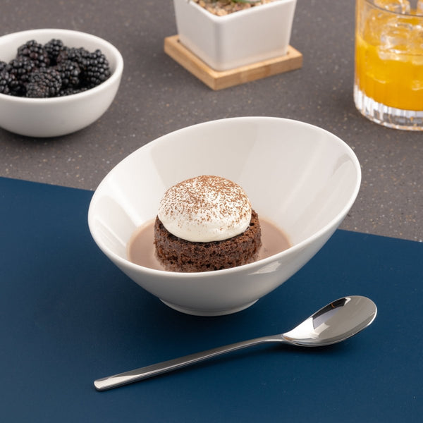 Ariane Prime 8 1/4" Prime - Warm White Porcelain Angular Bowl - 6/Case (APRARN000022004) - iFoodservice Online