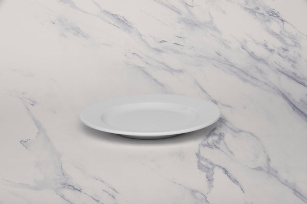 Ariane Prime 8 1/4" Prime - Warm White Porcelain Flat Plate - 12/Case (APRARN000011021) - iFoodservice Online