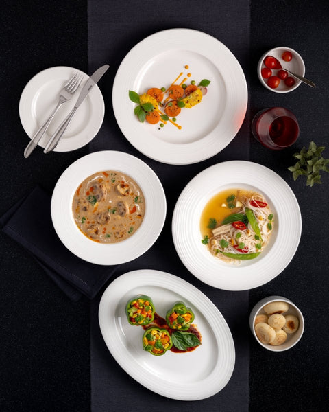 Ariane Prime 8 1/4" White Eclipse Porcelain Flat Plate - 12/Case (APRARN120011021) - iFoodservice Online