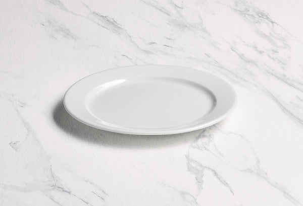 Ariane Prime 8 2/3'' x 6 1/9" Prime - Warm White Porcelain Oval Platter - 12/Case (APRARN000015022) - iFoodservice Online
