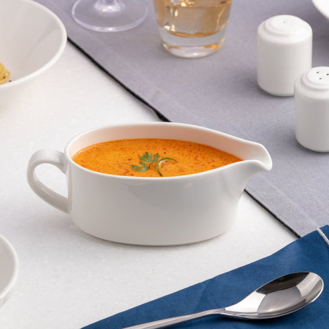 Ariane Prime 8 4/9 Oz Prime - Warm White Porcelain Oval Gravy Boat - 12/Case (APRARN000031025) - iFoodservice Online