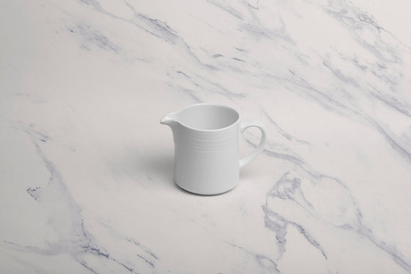 Ariane Prime 8 4/9 Oz White Eclipse Porcelain Creamer With Handle - 12/Case (APRARN120064025) - iFoodservice Online