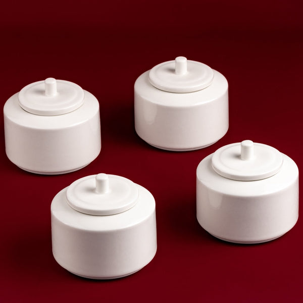 Ariane Prime 9 1/8 Oz Prime - Warm White Porcelain Sugar Pot With Lid - 4/Case (APRARN000066027) - iFoodservice Online