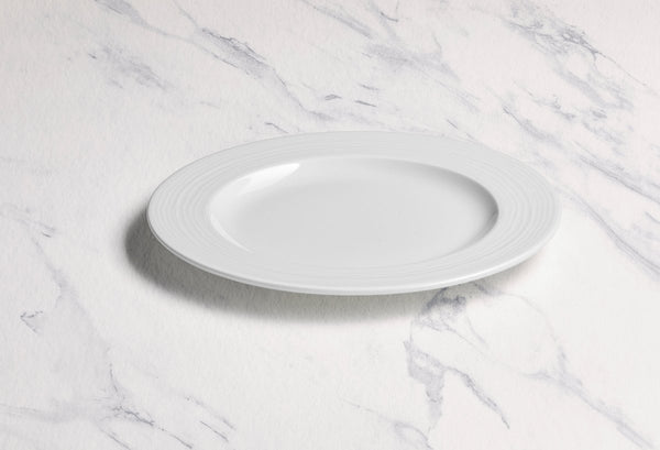 Ariane Prime 9 4/9" White Eclipse Porcelain Flat Plate - 12/Case (APRARN120011024) - iFoodservice Online