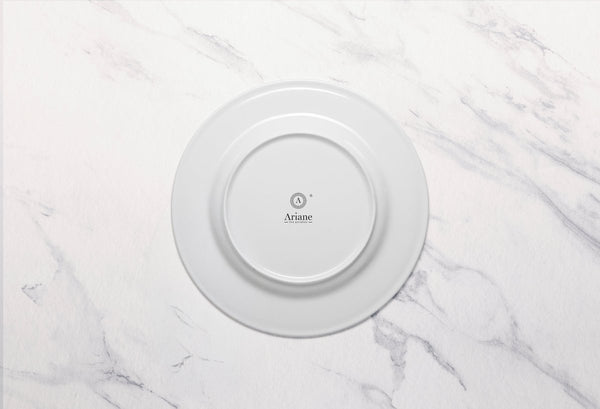 Ariane Prime 9 4/9" White Eclipse Porcelain Flat Plate - 12/Case (APRARN120011024) - iFoodservice Online