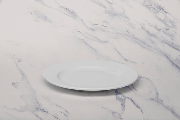 Ariane Prime 9 5/6" Prime - Warm White Porcelain Flat Plate - 12/Case (APRARN000011025) - iFoodservice Online