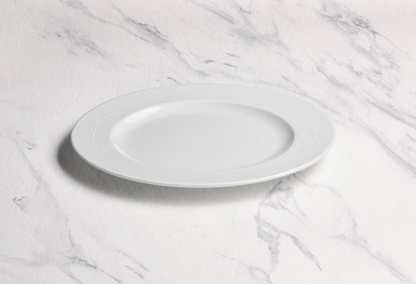 Ariane Prime 9 5/6" White Eclipse Porcelain Flat Plate - 12/Case (APRARN120011025) - iFoodservice Online