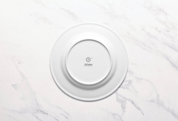 Ariane Prime 9 5/6" White Eclipse Porcelain Flat Plate - 12/Case (APRARN120011025) - iFoodservice Online